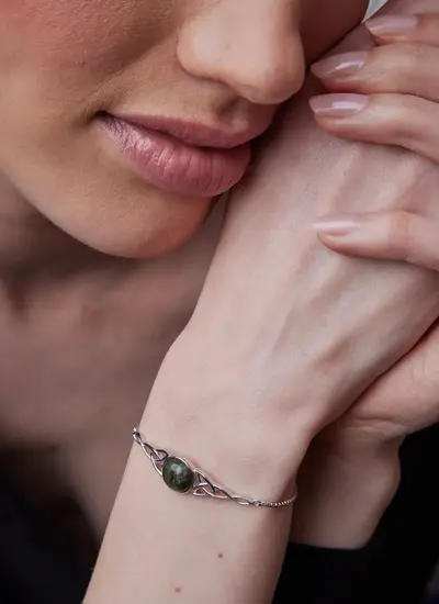 Sterling Silver Connemara Marble Trinity Knot Bracelet